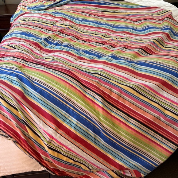 Pottery Barn Colorful Serape Stripe Queen Duvet w/ Stand Shams & Bolster Pillow - Picture 2 of 13